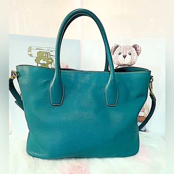 Prada Vitello Daino Leather 2-Way Tote Bag in a teal or green color - Picture 3 of 11